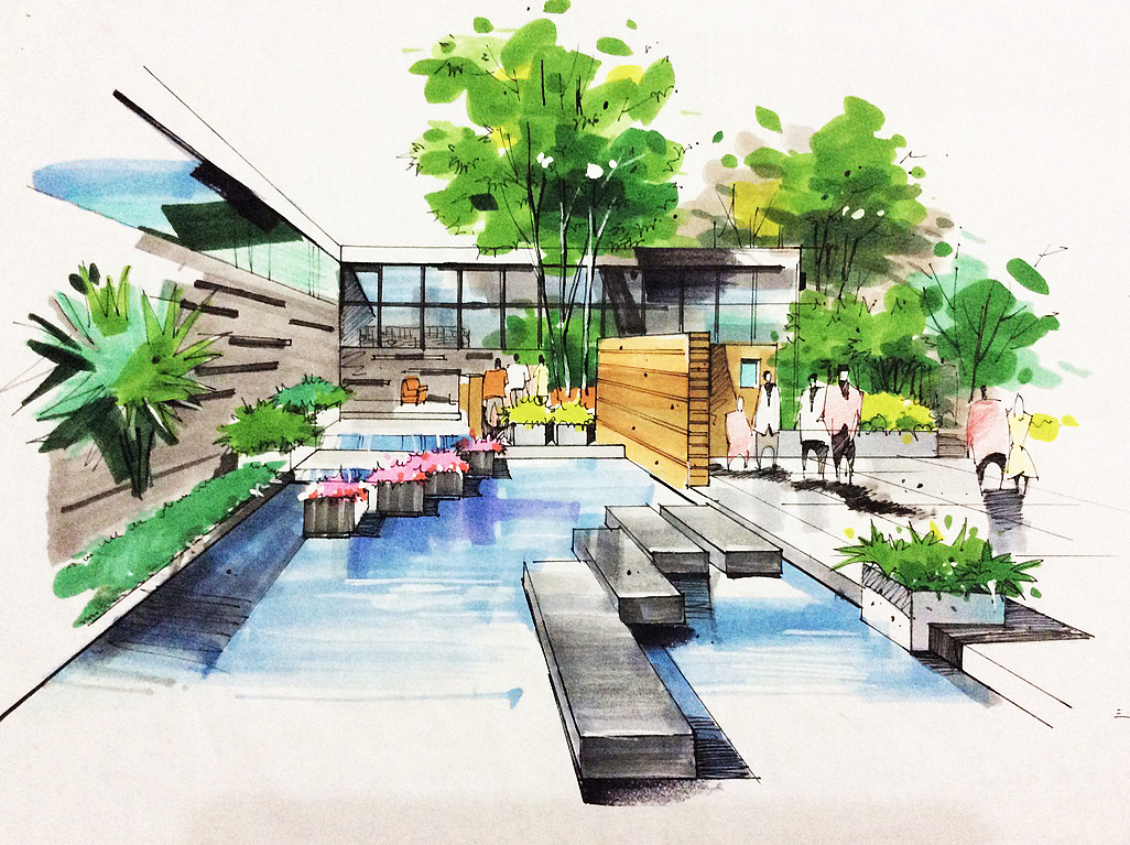 马克笔手绘|空间|景观设计|小辛酱 